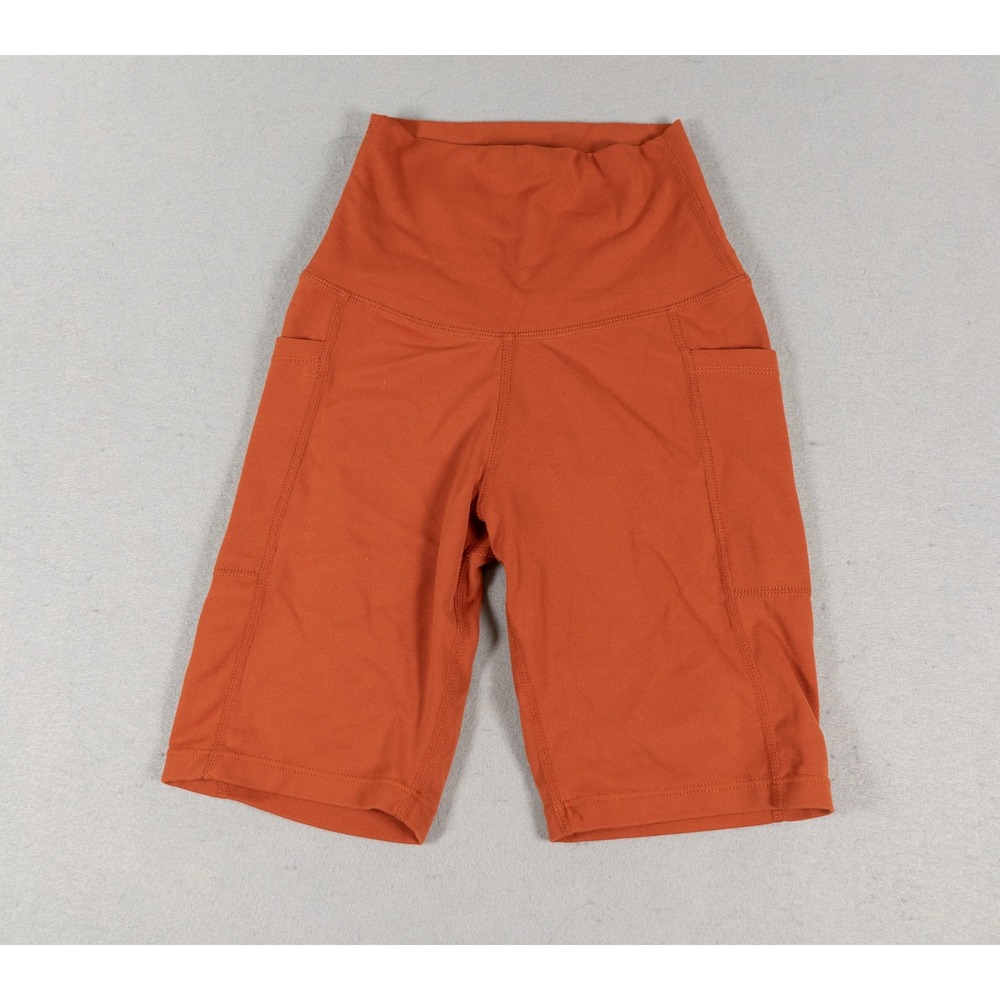 FP Movement Womens Biker Shorts High Waisted Side Pockets Rust Orange Size XS